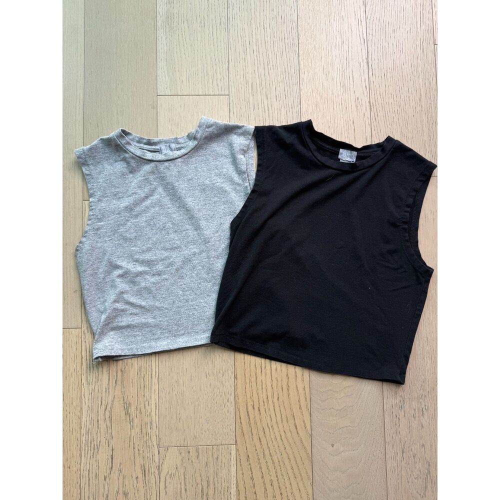 Tilly’s Crop Tank Top 2-Pack Women’s Medium Black Heather Gray Sleeveless